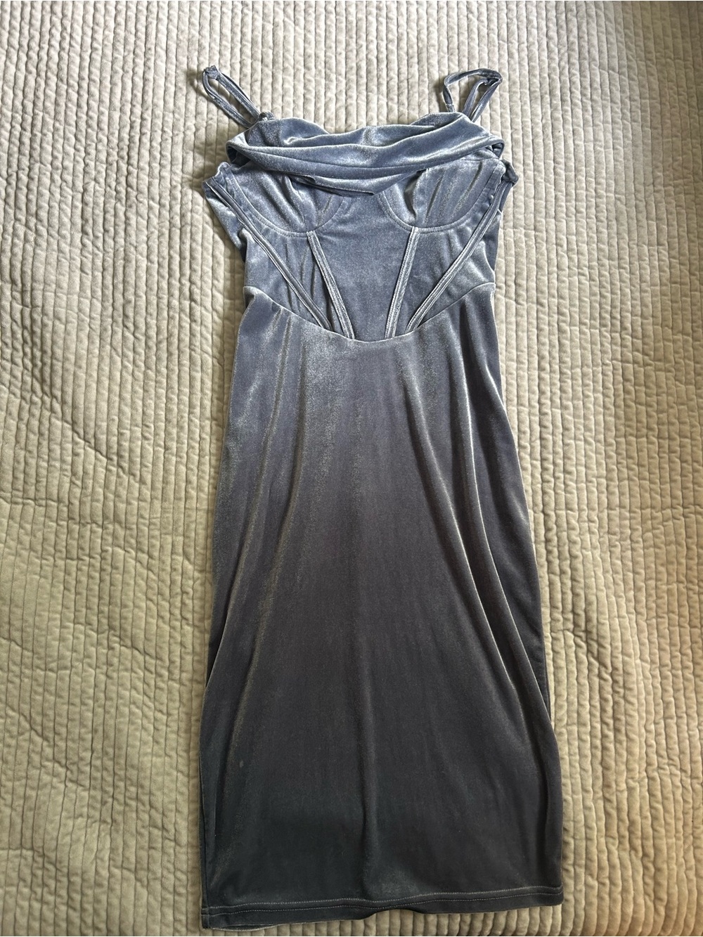 Velvet Silver Bodycon Midi Dress - Worn Once